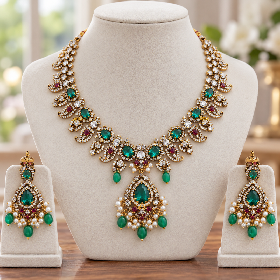 Radiant Stone Mango Necklace for Weddings & Festivities