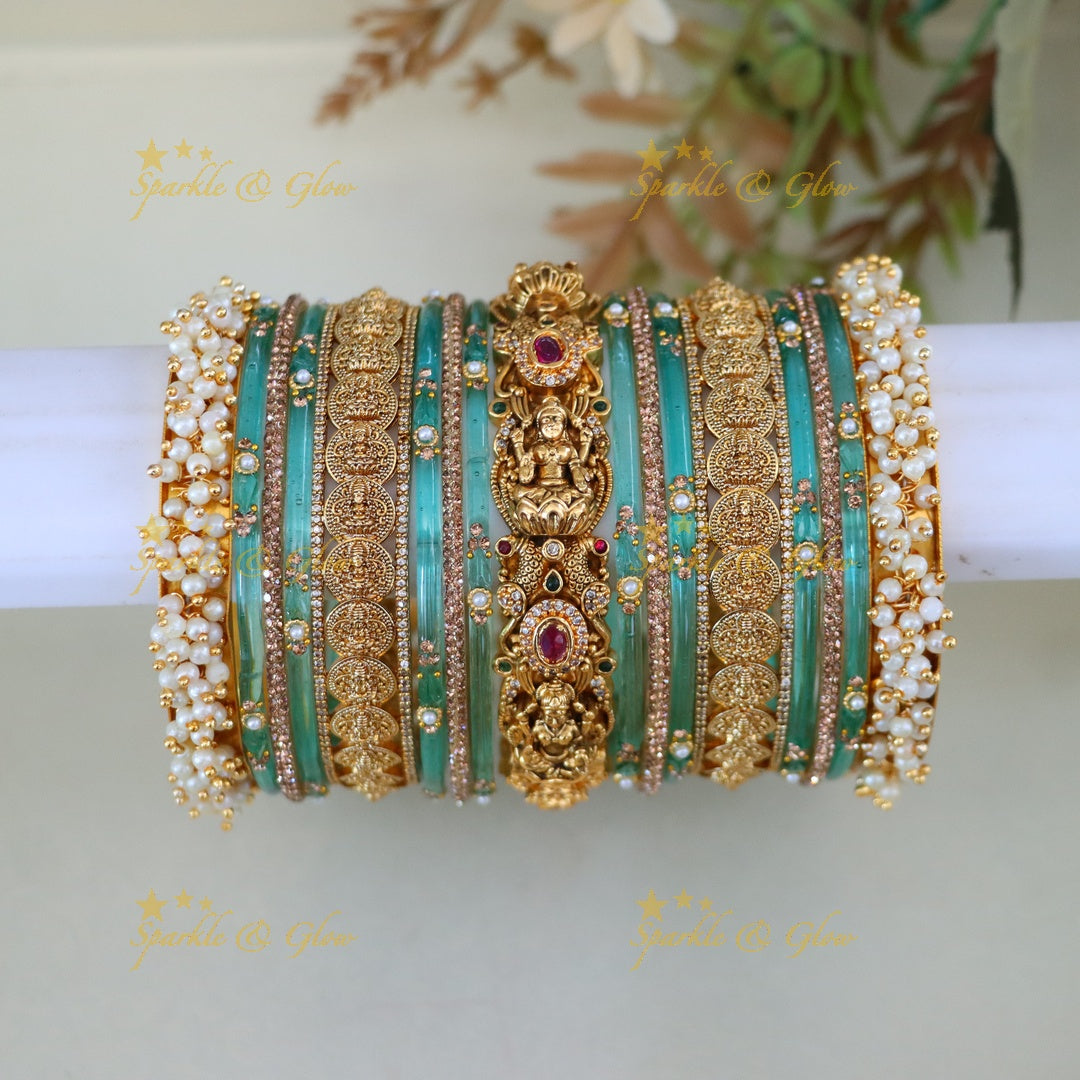 Exquisite Lakshmi Coin Bangle Set for Brides