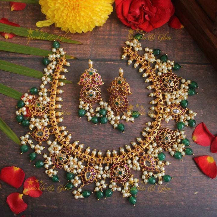 Non idol kemp stones flower gutta pusalu - Gold Pink - Sparkle and Glow