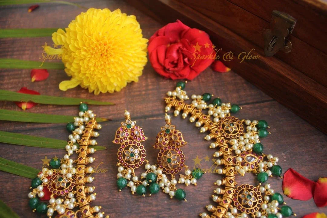 Non idol kemp stones flower gutta pusalu - Gold Pink - Sparkle and Glow