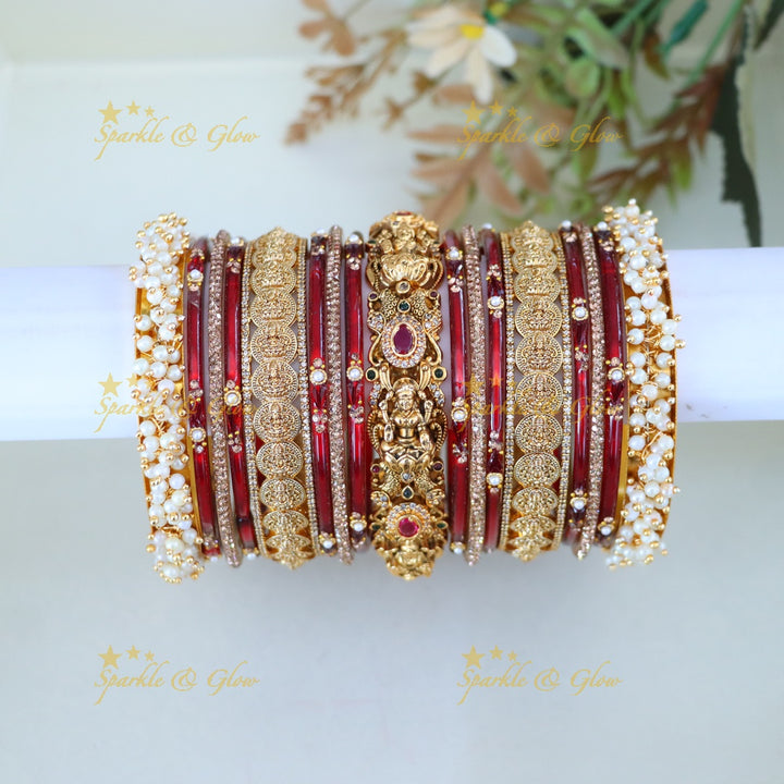 Exquisite Lakshmi Coin Bangle Set for Brides