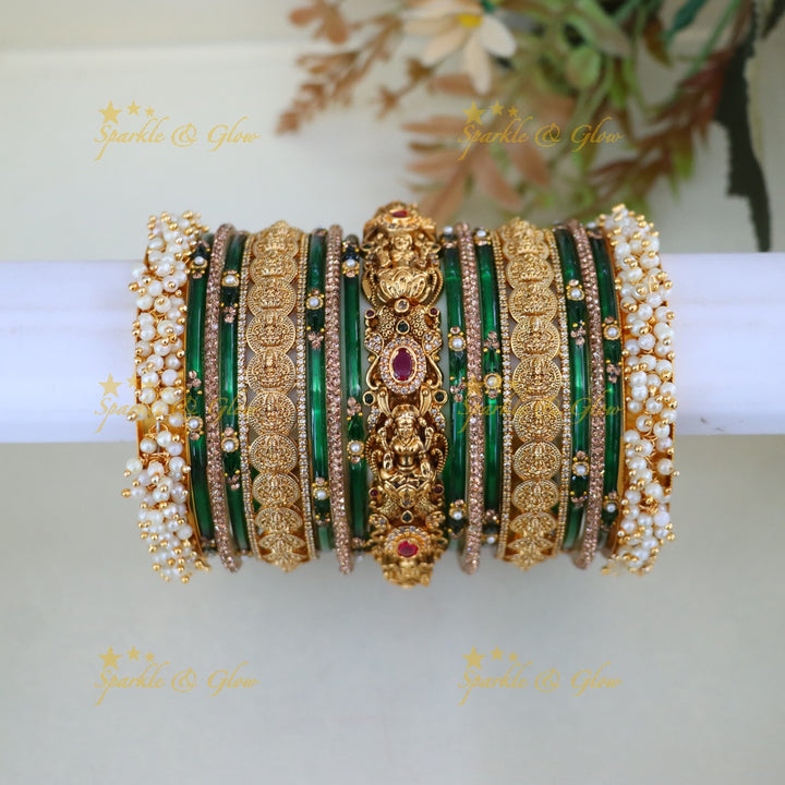 Exquisite Lakshmi Coin Bangle Set for Brides