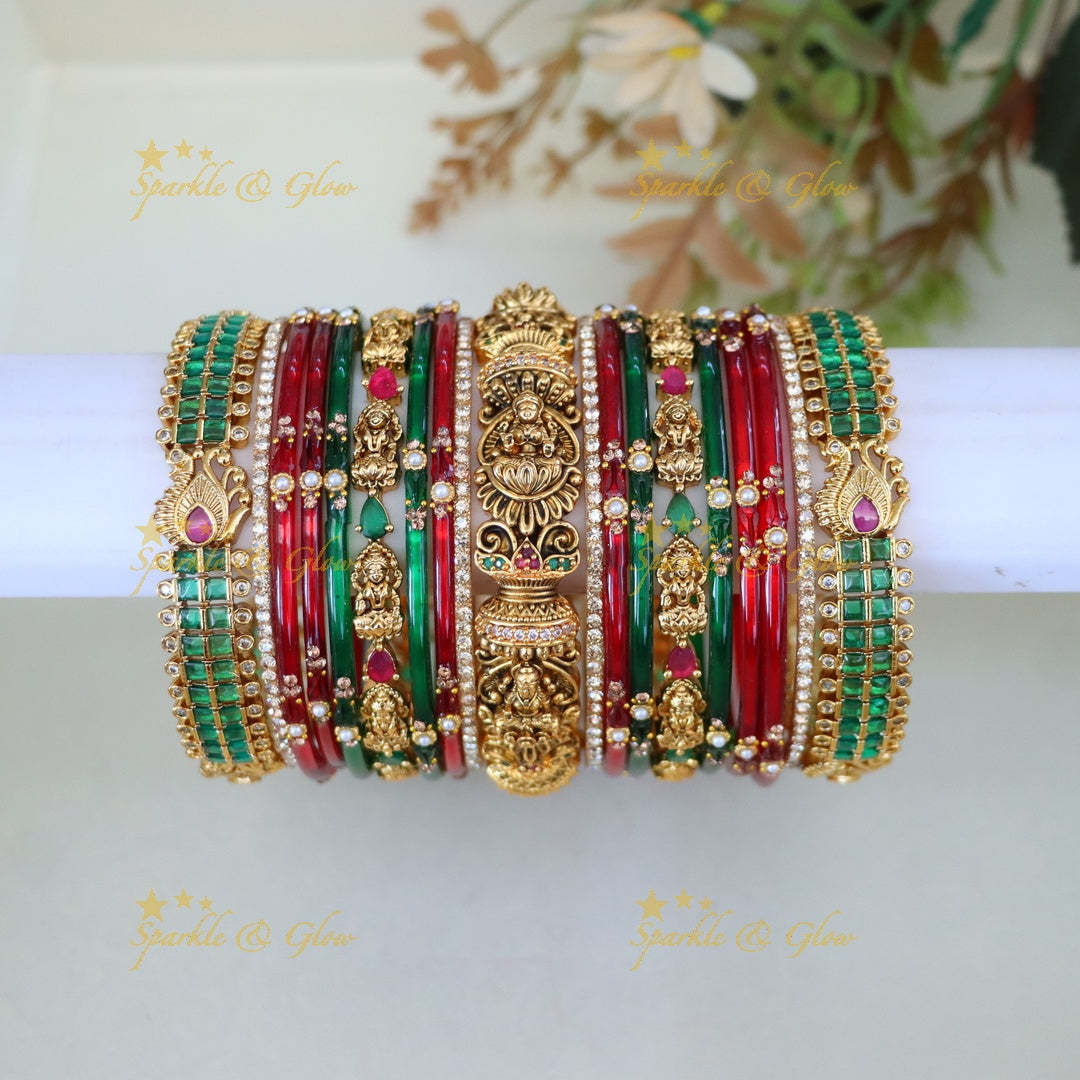Exquisite Kemp Peacock Bangle Set for Bridal Elegance