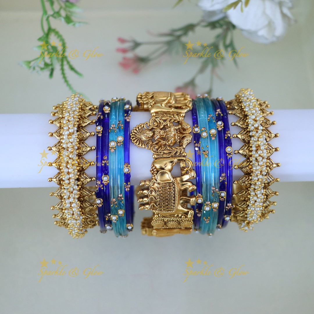 Elegant Bridal Bangles with Lakshmi & Elephant Motifs