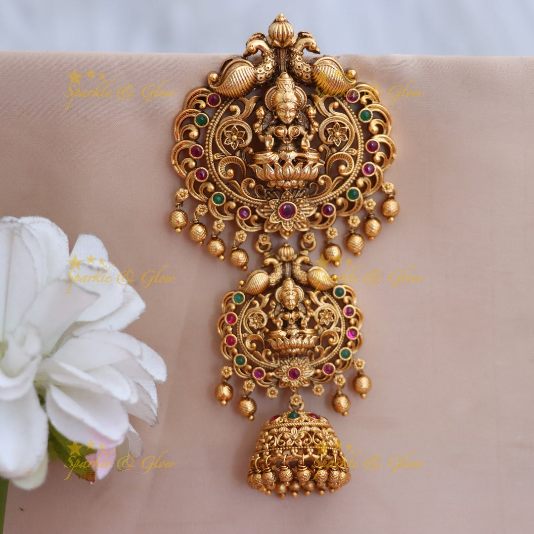 Exquisite Gold Temple Jadabilla for Wedding Hair Style