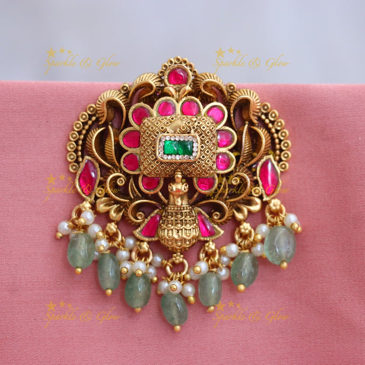 Radiant Gold-Plated Hair Pin with Ruby - Wedding & Festive