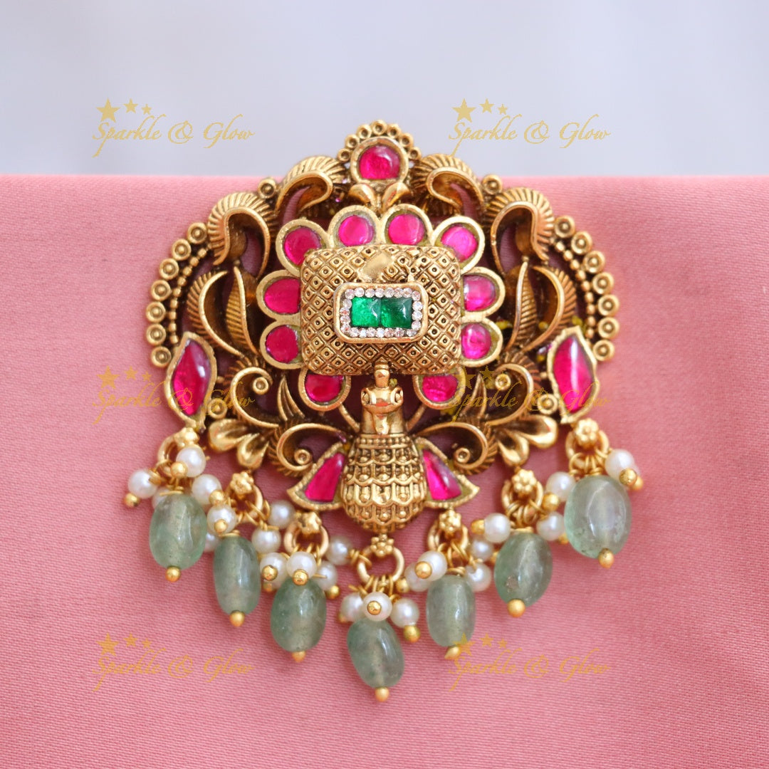 Radiant Gold-Plated Hair Pin with Ruby - Wedding & Festive