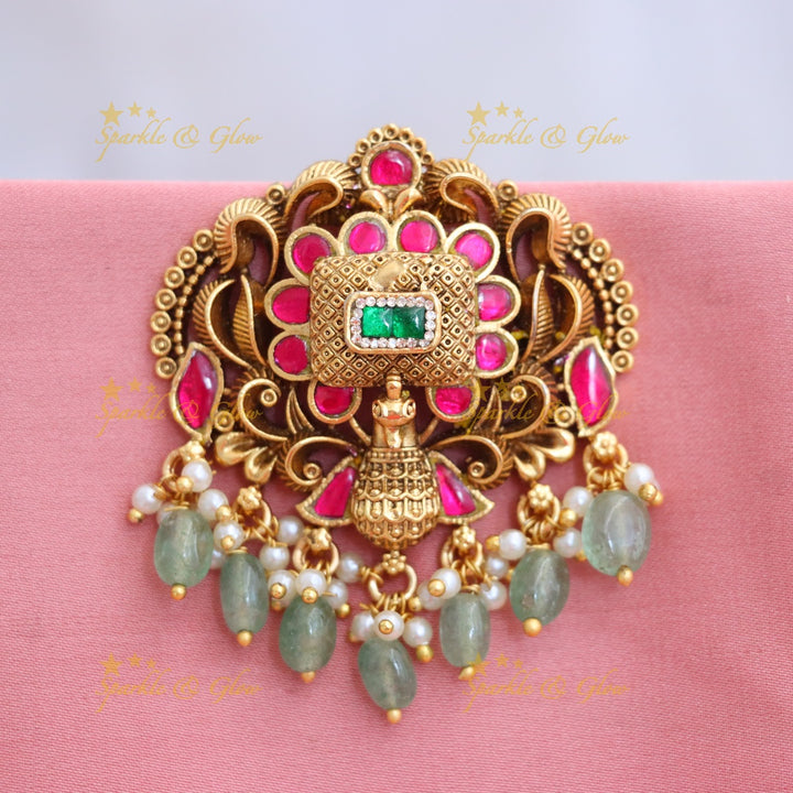 Radiant Gold-Plated Hair Pin with Ruby - Wedding & Festive