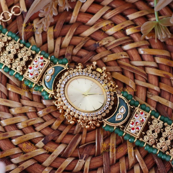 Antique Gold Watch with Gem Accents – Elegant Design Preorder 30 Days