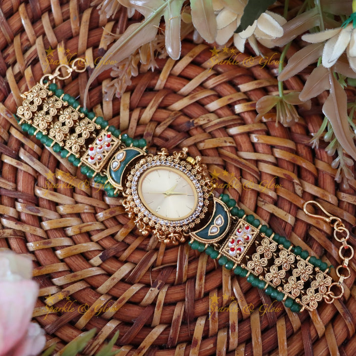 Antique Gold Watch with Gem Accents – Elegant Design Preorder 30 Days