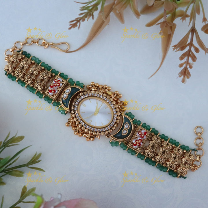 Antique Gold Watch with Gem Accents – Elegant Design Preorder 30 Days