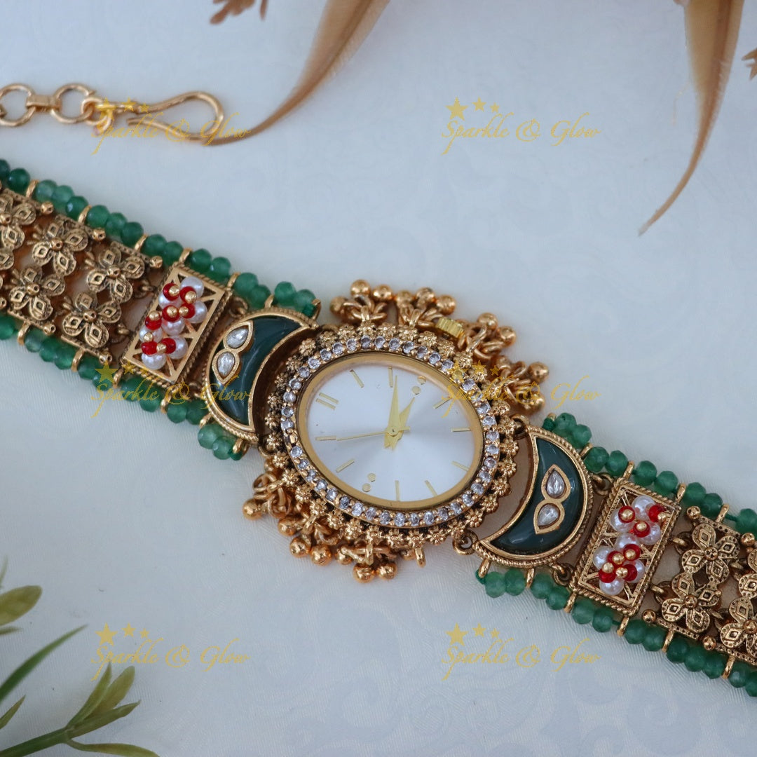 Antique Gold Watch with Gem Accents – Elegant Design Preorder 30 Days
