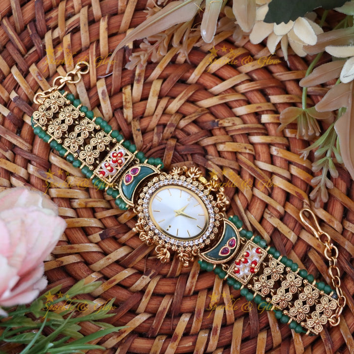 Antique Gold Watch with Gem Accents – Elegant Design Preorder 30 Days
