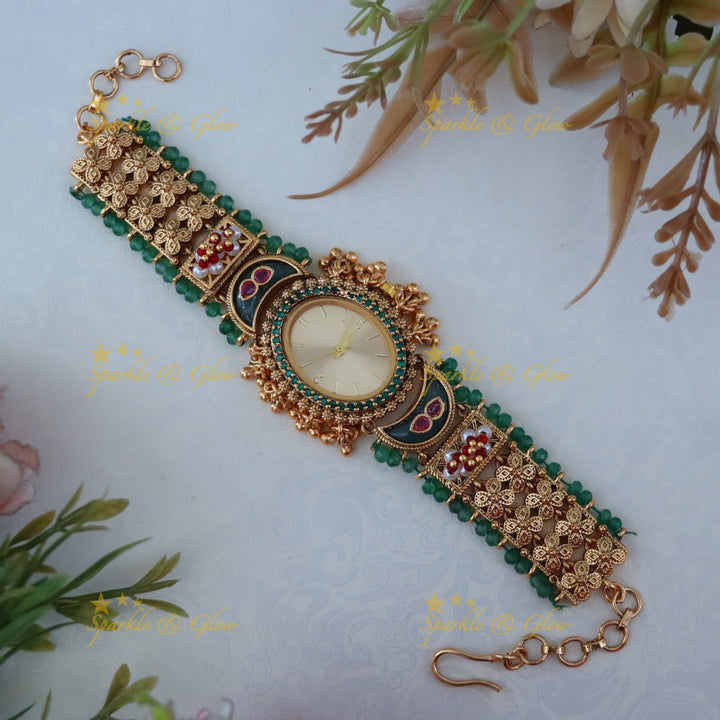 Antique Gold Watch with Gem Accents – Elegant Design Preorder 30 Days