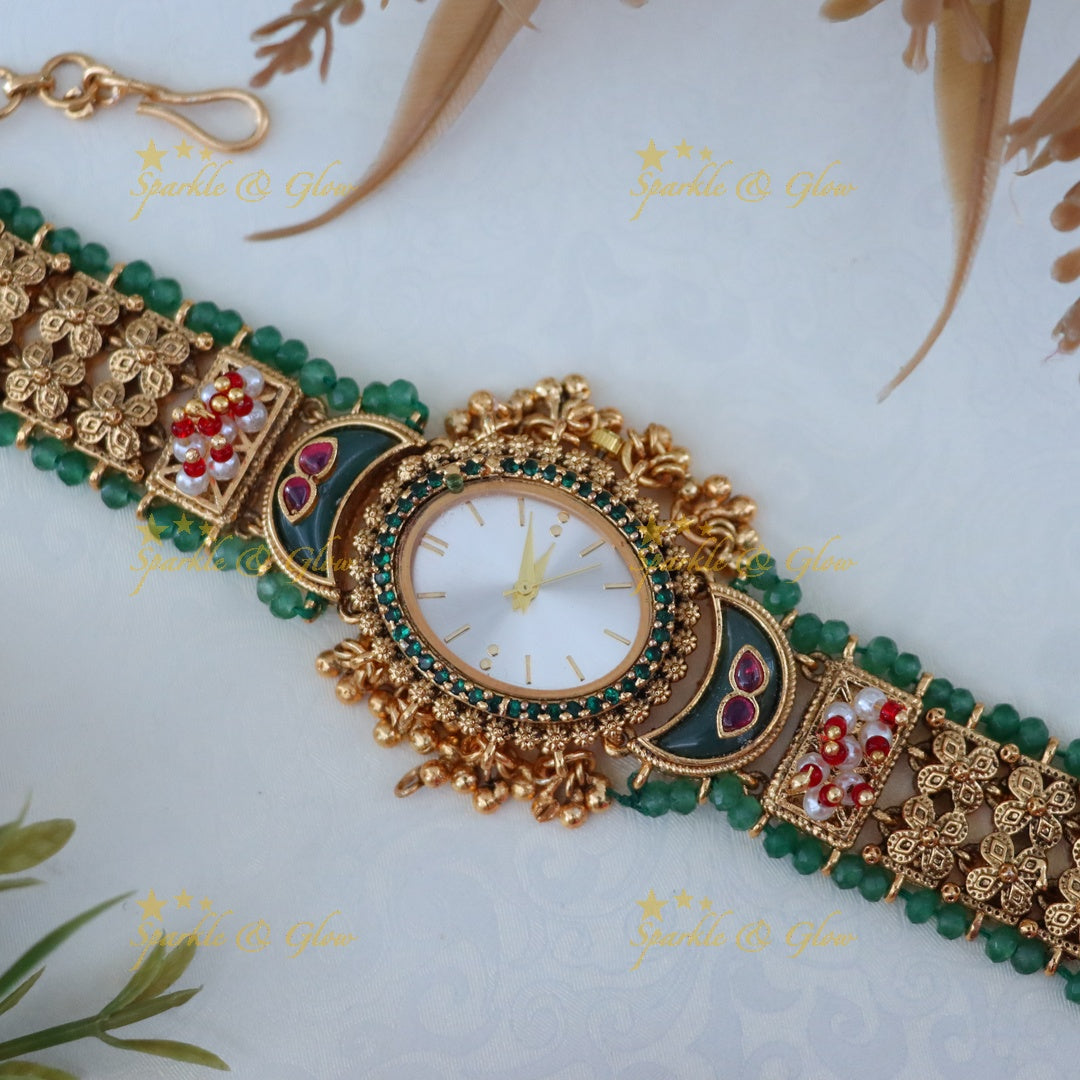Antique Gold Watch with Gem Accents – Elegant Design Preorder 30 Days