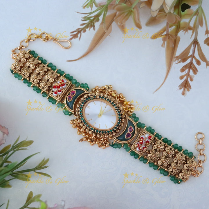 Antique Gold Watch with Gem Accents – Elegant Design Preorder 30 Days