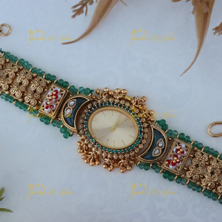 Antique Gold Watch with Gem Accents – Elegant Design Preorder 30 Days