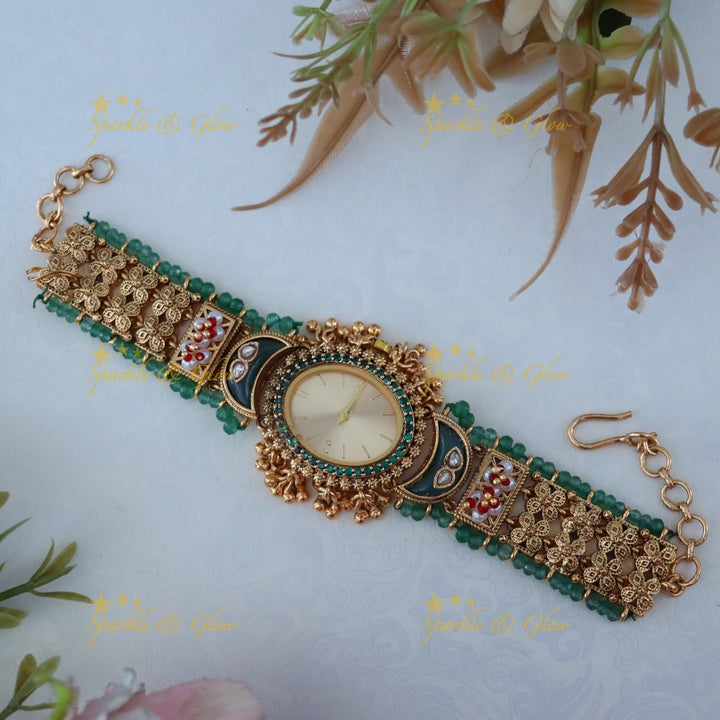 Antique Gold Watch with Gem Accents – Elegant Design Preorder 30 Days