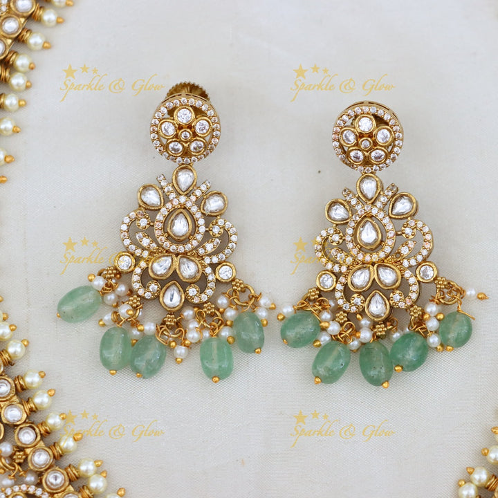 Radiant Temple Bridal Set with Gold Finish