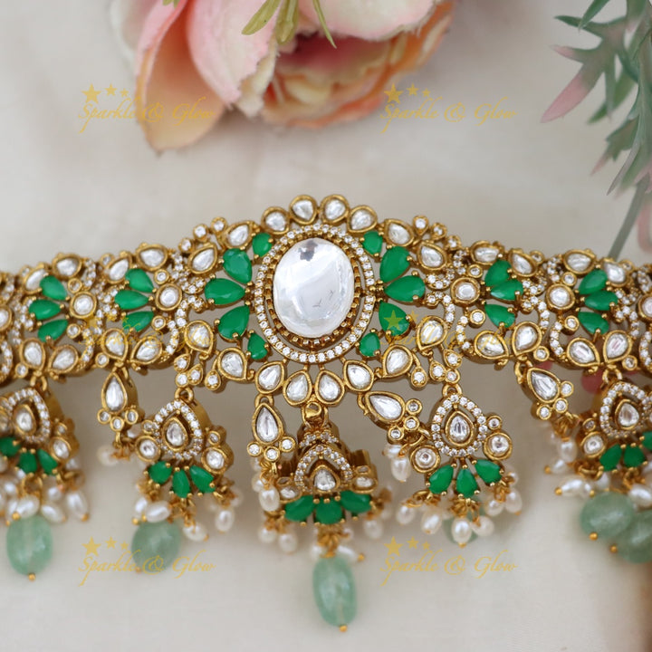 Radiant Temple Bridal Set with Gold Finish