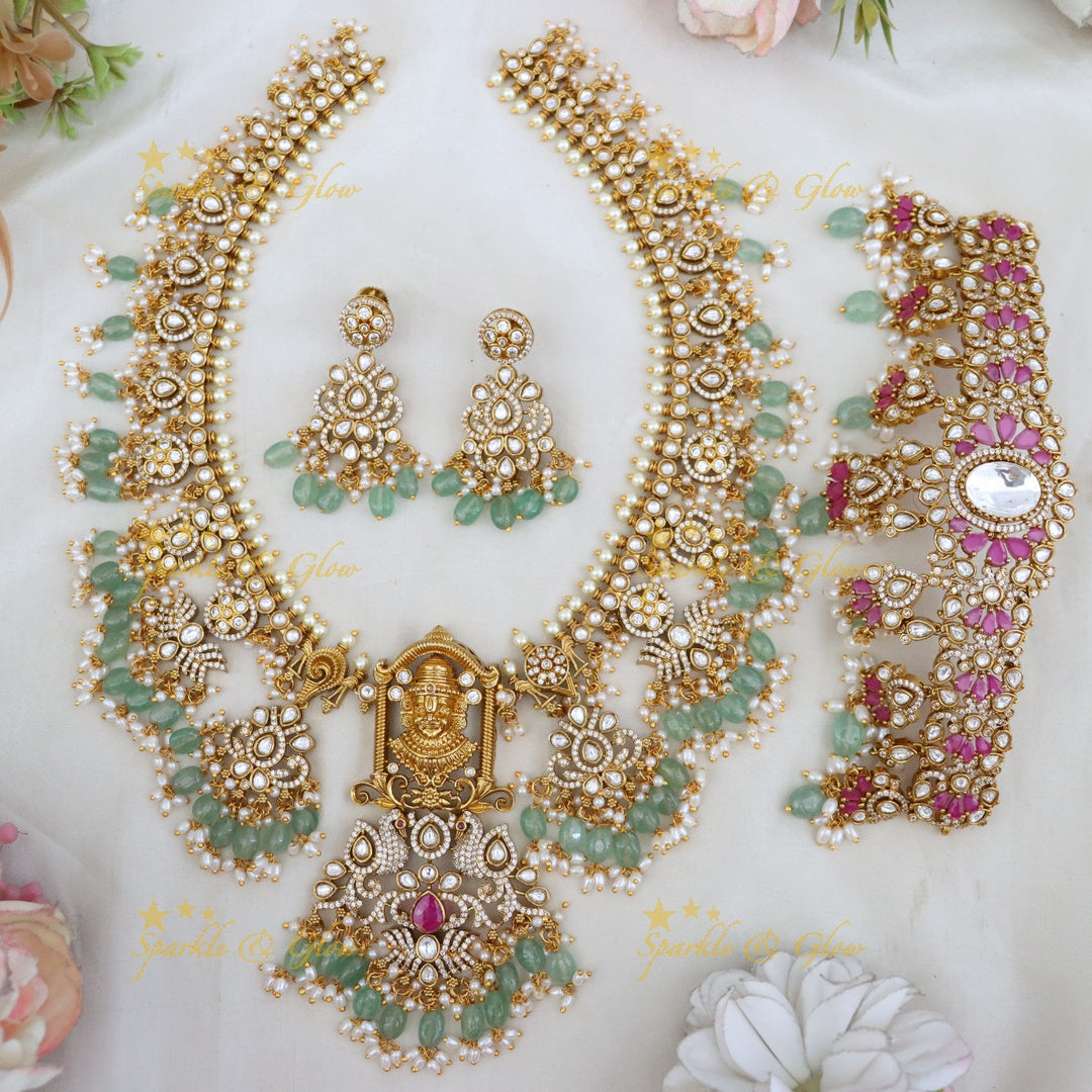 Radiant Temple Bridal Set with Gold Finish