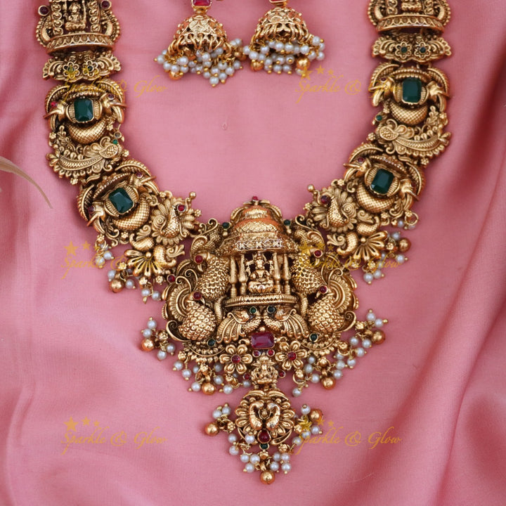 Exquisite Temple Design Lakshmi Necklace - Perfect Elegance