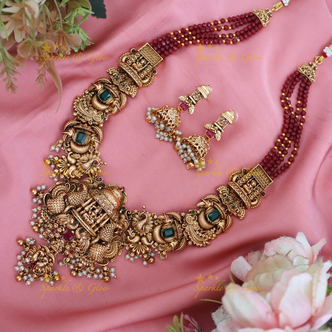 Exquisite Temple Design Lakshmi Necklace - Perfect Elegance