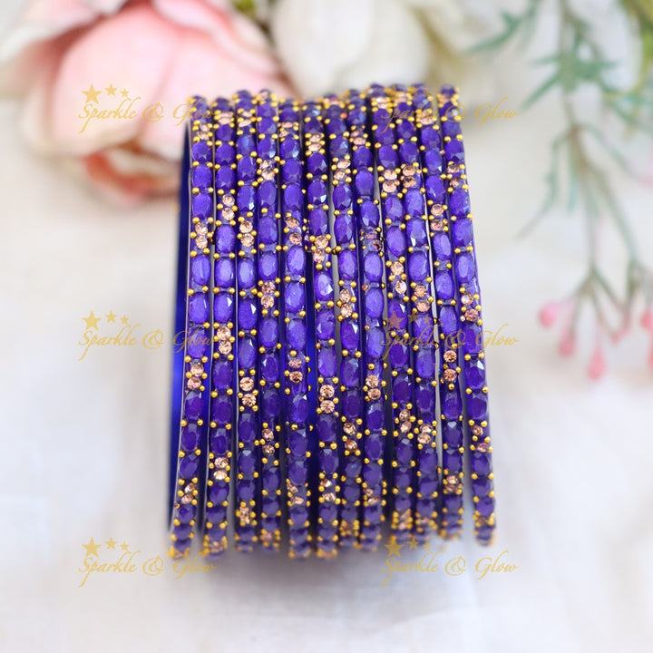 Exquisite White Glass Bangles with Gold Highlights