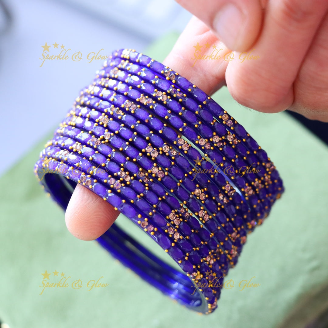Exquisite White Glass Bangle with Gold Highlights