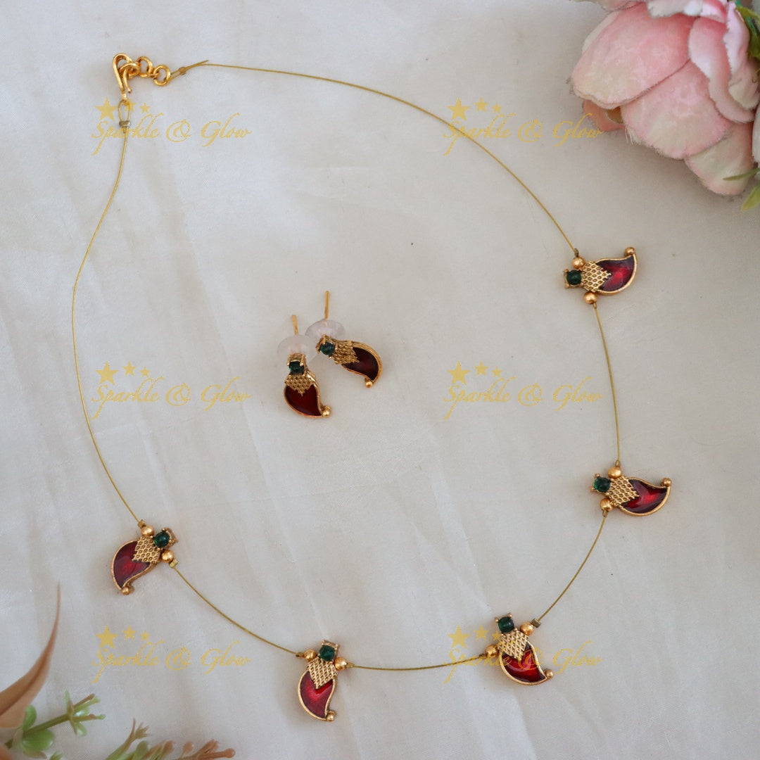 Elegant Mango Design Invisible Necklace - Sparkle & Glow