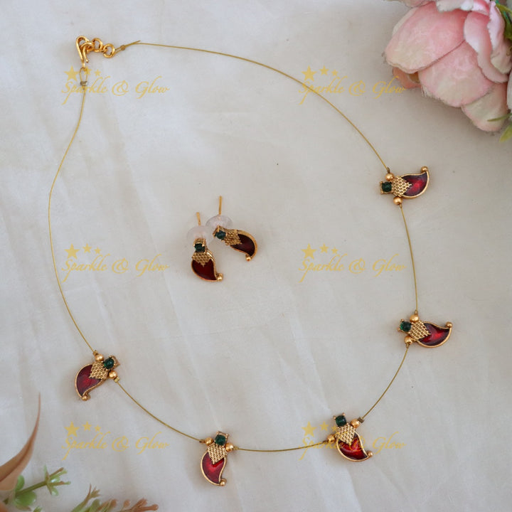 Elegant Mango Design Invisible Necklace - Sparkle & Glow