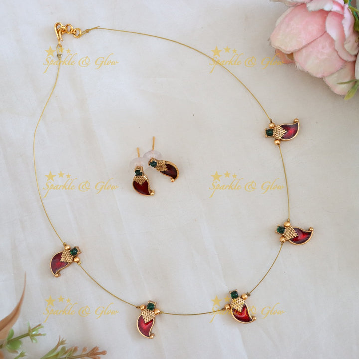 Elegant Mango Design Invisible Necklace - Sparkle & Glow