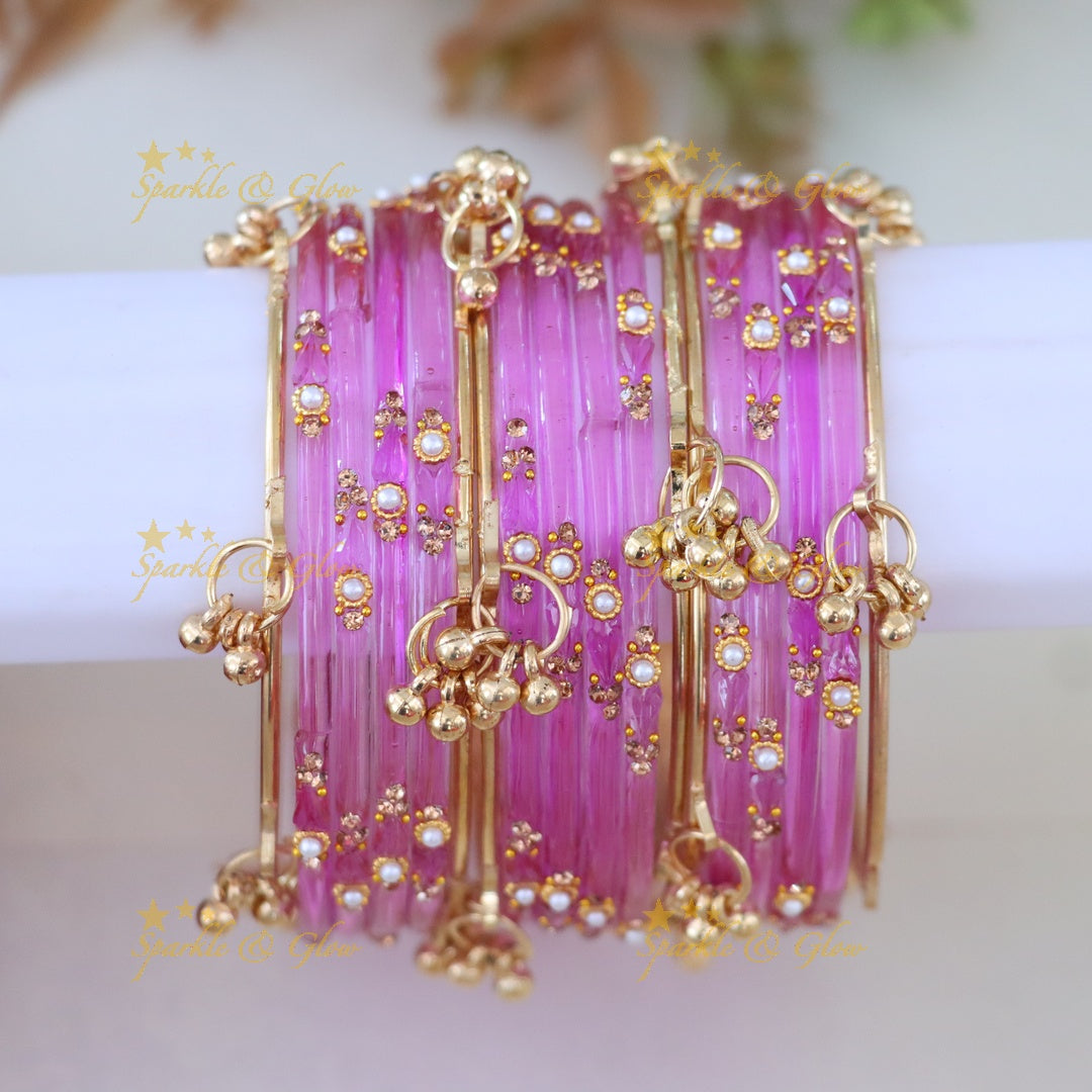 Vibrant Gold and Orange Bangles Set - Exquisite Design