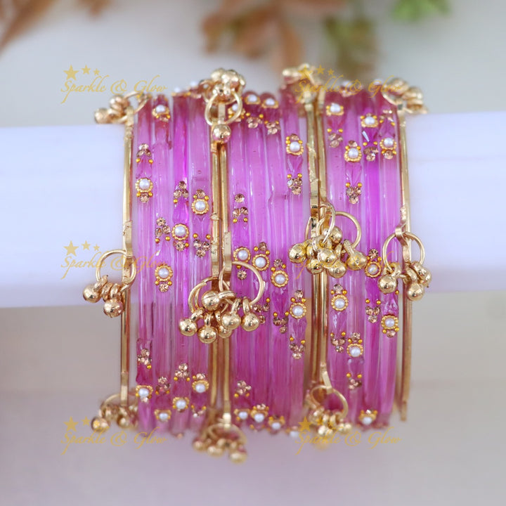 Vibrant Gold and Orange Bangles Set - Exquisite Design