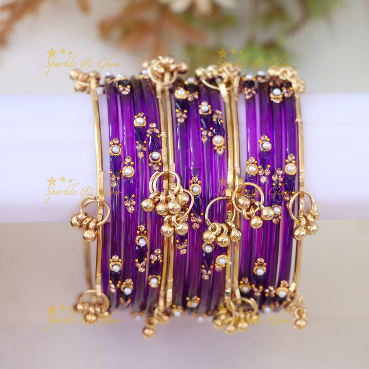 Vibrant Gold and Orange Bangles Set - Exquisite Design