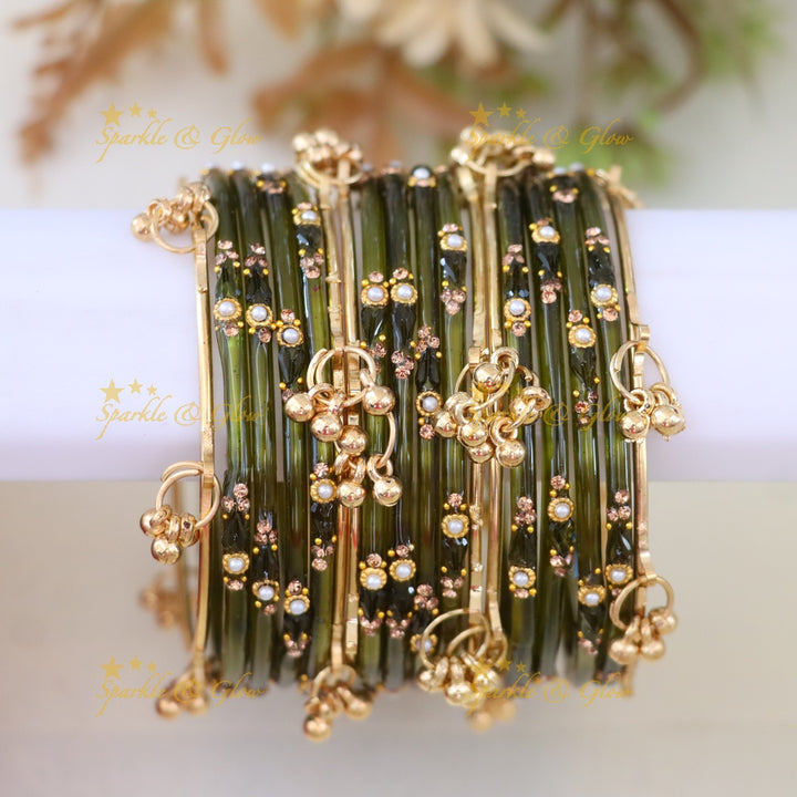 Vibrant Gold and Orange Bangles Set - Exquisite Design