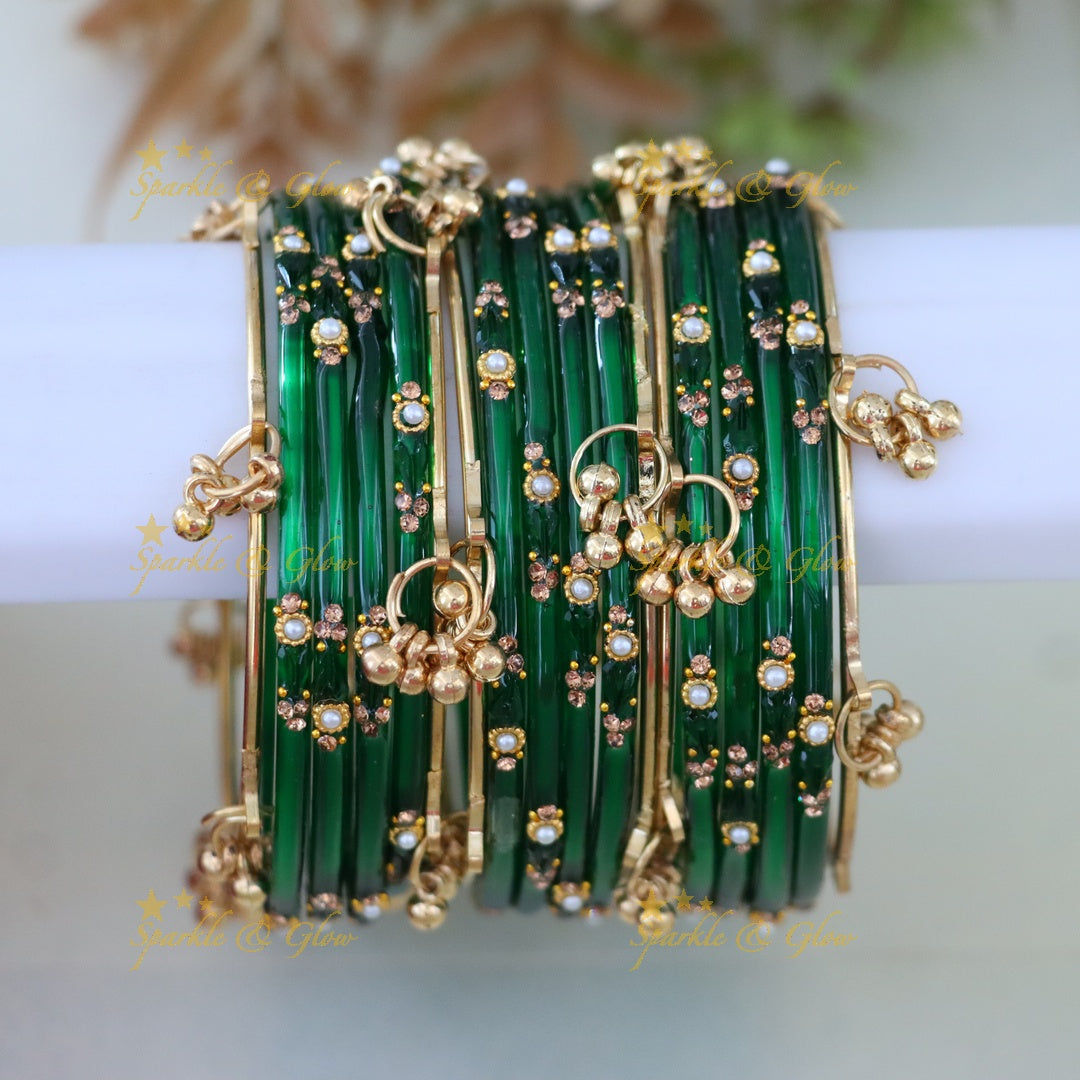 Vibrant Gold and Orange Bangles Set - Exquisite Design