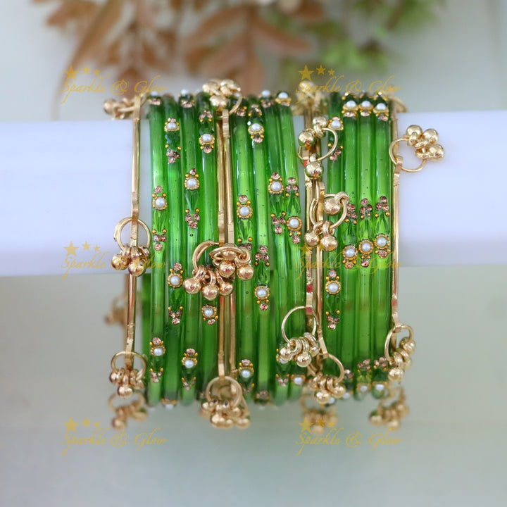 Vibrant Gold and Orange Bangles Set - Exquisite Design