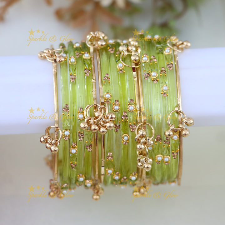 Vibrant Gold and Orange Bangles Set - Exquisite Design
