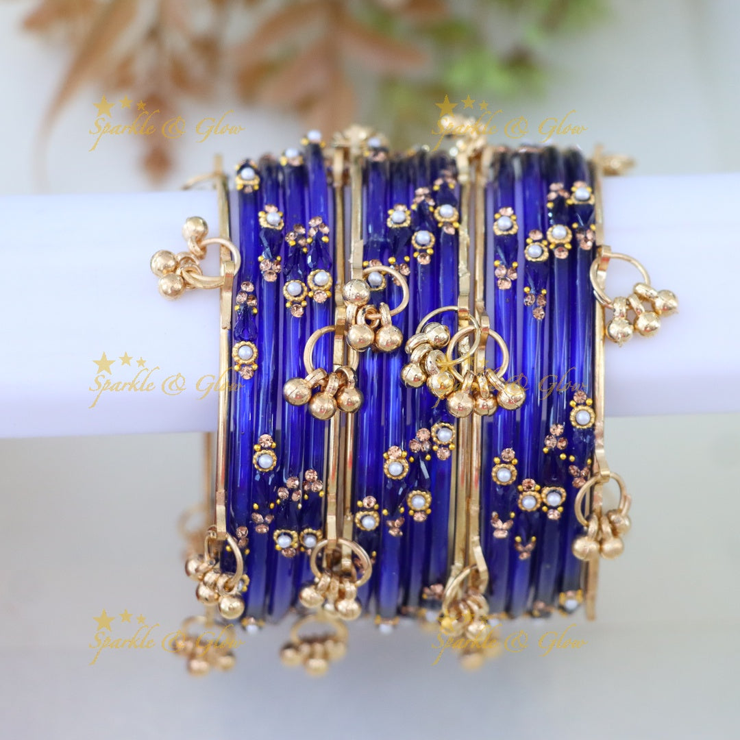 Vibrant Gold and Orange Bangles Set - Exquisite Design