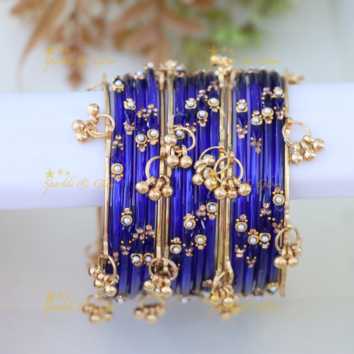 Vibrant Gold and Orange Bangles Set - Exquisite Design