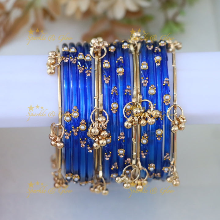 Vibrant Gold and Orange Bangles Set - Exquisite Design