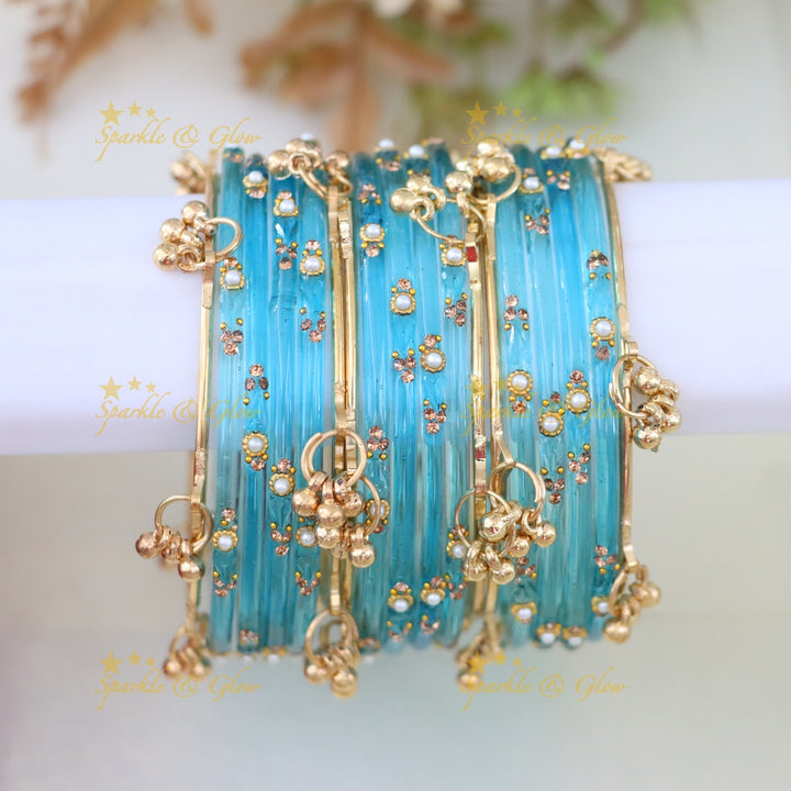 Vibrant Gold and Orange Bangles Set - Exquisite Design