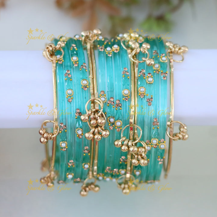 Vibrant Gold and Orange Bangles Set - Exquisite Design