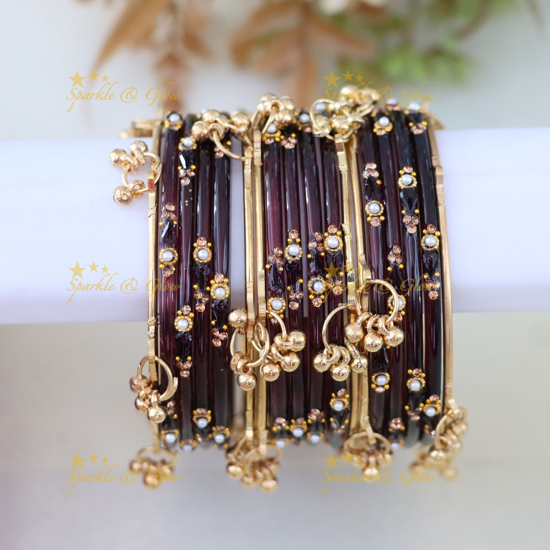 Vibrant Gold and Orange Bangles Set - Exquisite Design