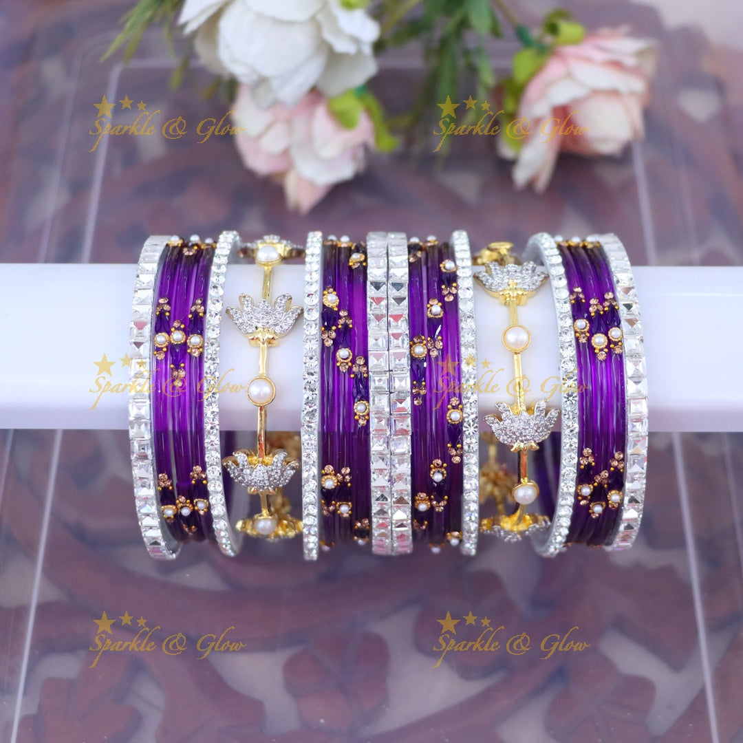 Vibrant Elegance: Gold & Orange Designer Bangles Set