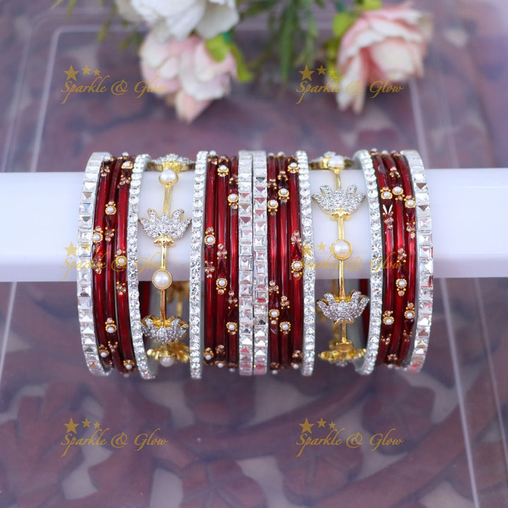 Vibrant Elegance: Gold & Orange Designer Bangles Set