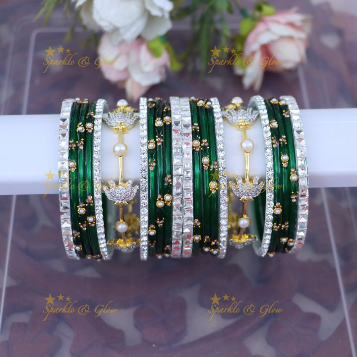 Vibrant Elegance: Gold & Orange Designer Bangles Set