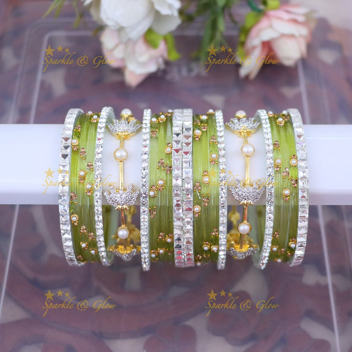 Vibrant Elegance: Gold & Orange Designer Bangles Set