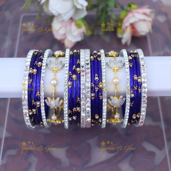 Vibrant Elegance: Gold & Orange Designer Bangles Set